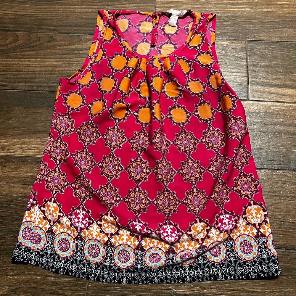 Banana Republic Women’s Sleeveless Blouse‎ Small Pink with Orange